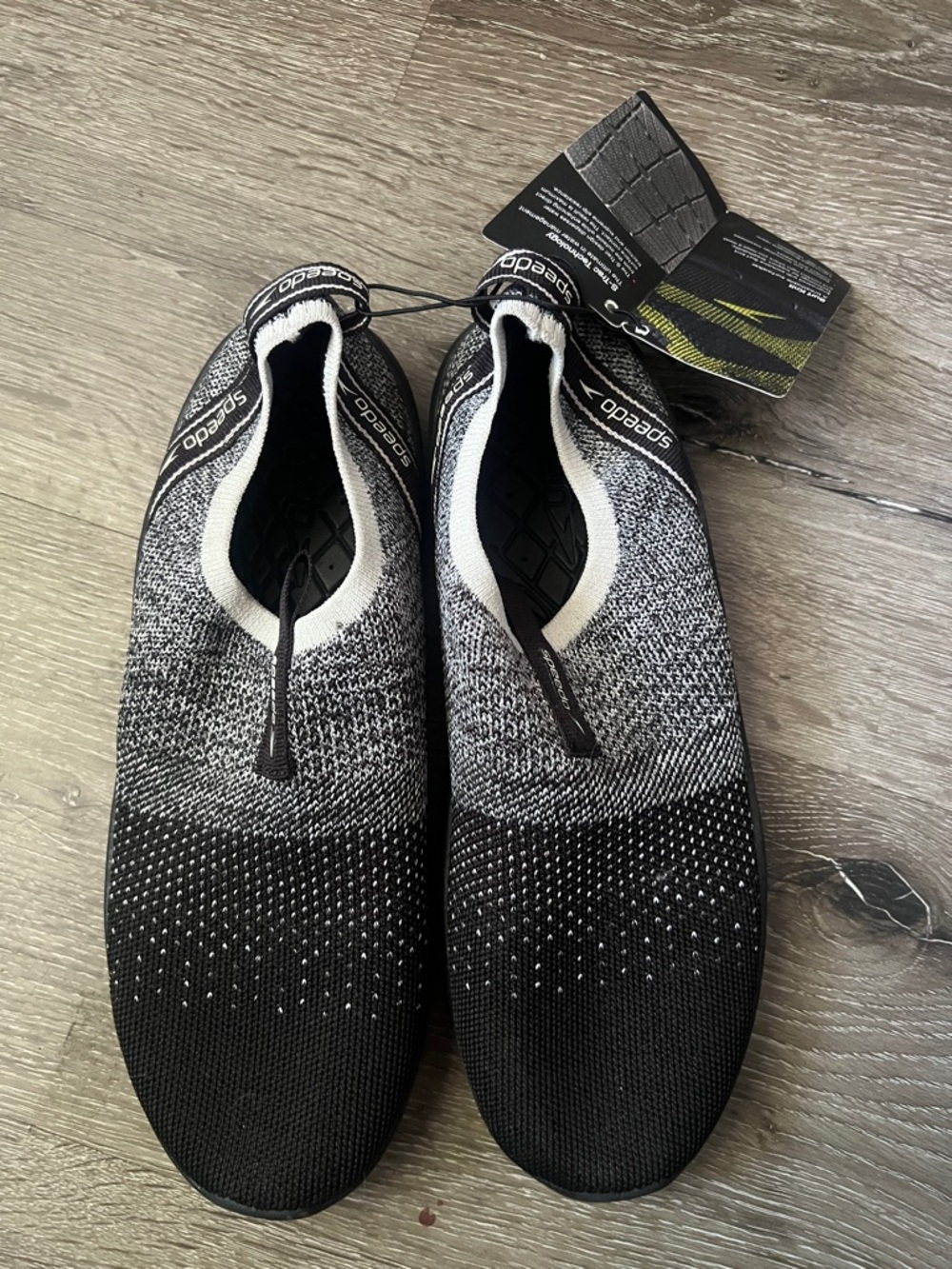 Speedo Black and Gray Knit Slip-On Water Socks
